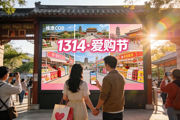 數(shù)智賦能文旅新生態(tài)，維康COB顯示屏點(diǎn)亮1314·愛購節(jié)情感消費(fèi)場(chǎng)景